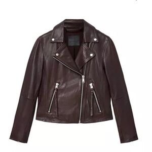 ALL SAINTS Dalby Leather Biker Jacket. Oxblood Red. US size 6